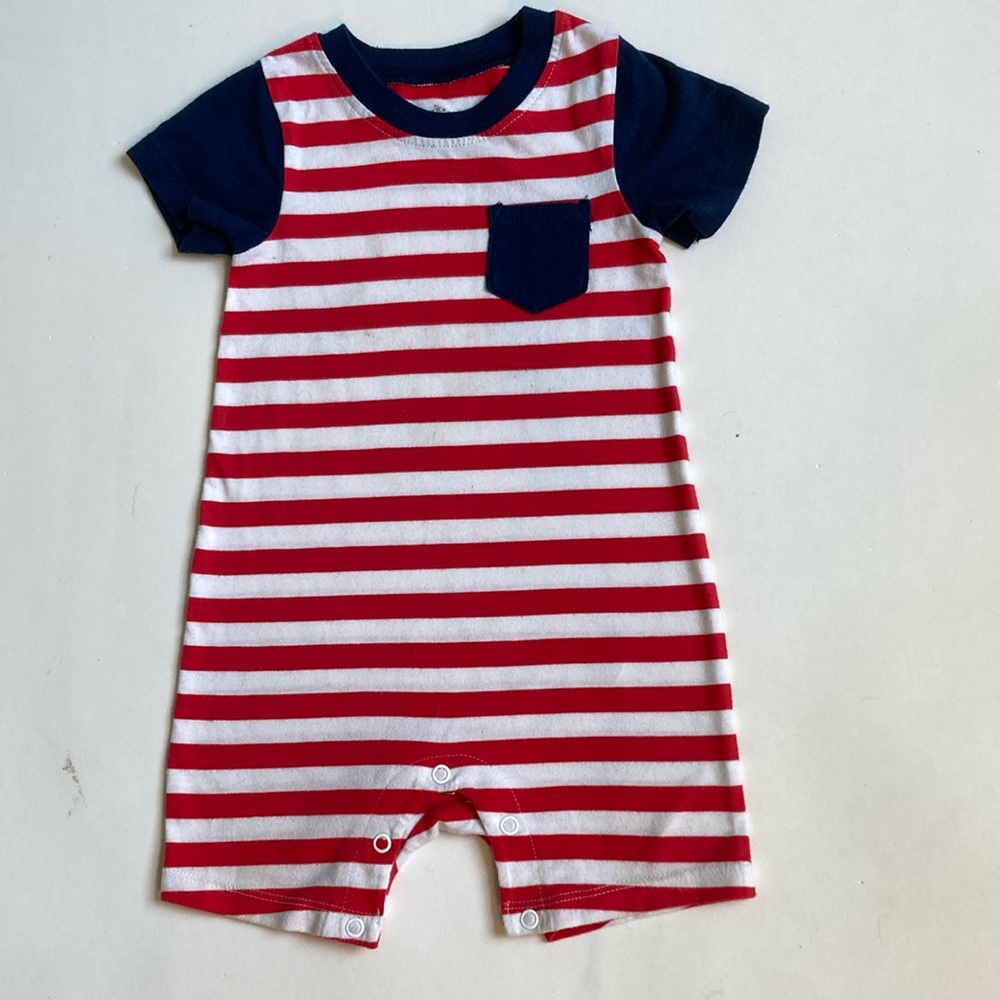 Striped Red and Navy Kids Bodysuit
